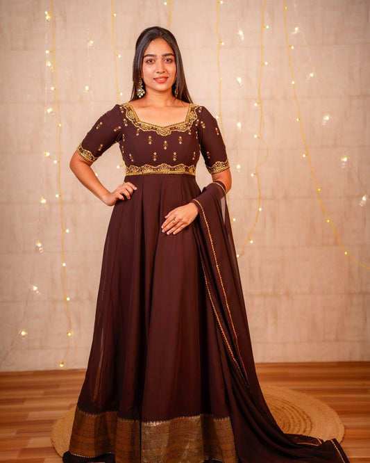 Rashmi- Deep brown floor length anarkali