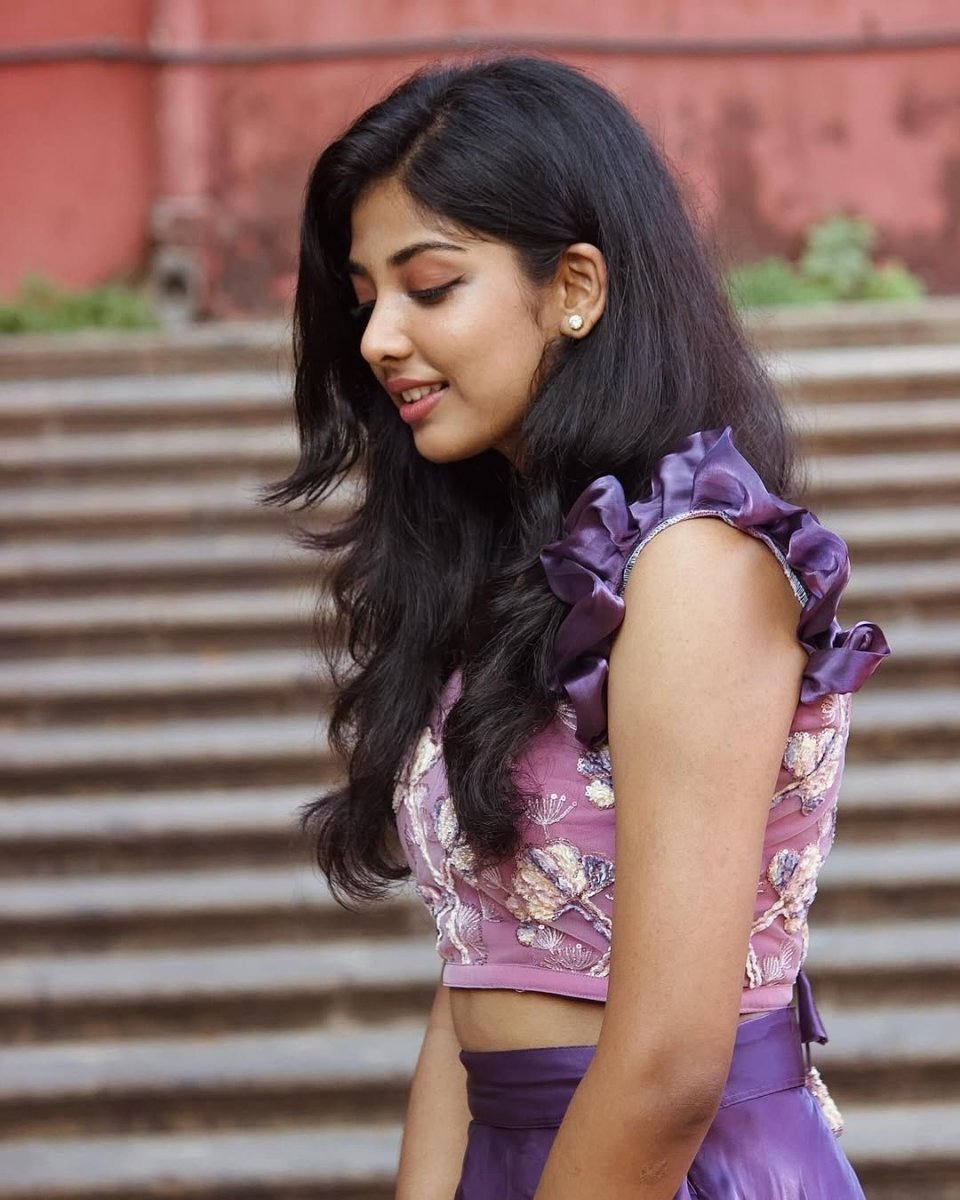 Purple embroidered crop top and skirt | Petals Chennai - Petals Chennai