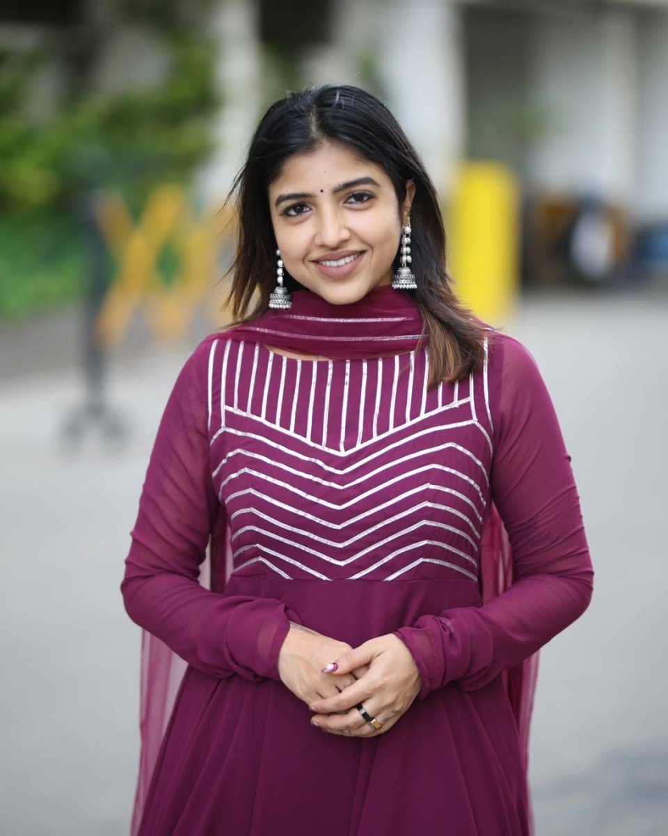 Rhea - Wine floor length gown and duppata | Petals Chennai - Petals Chennai