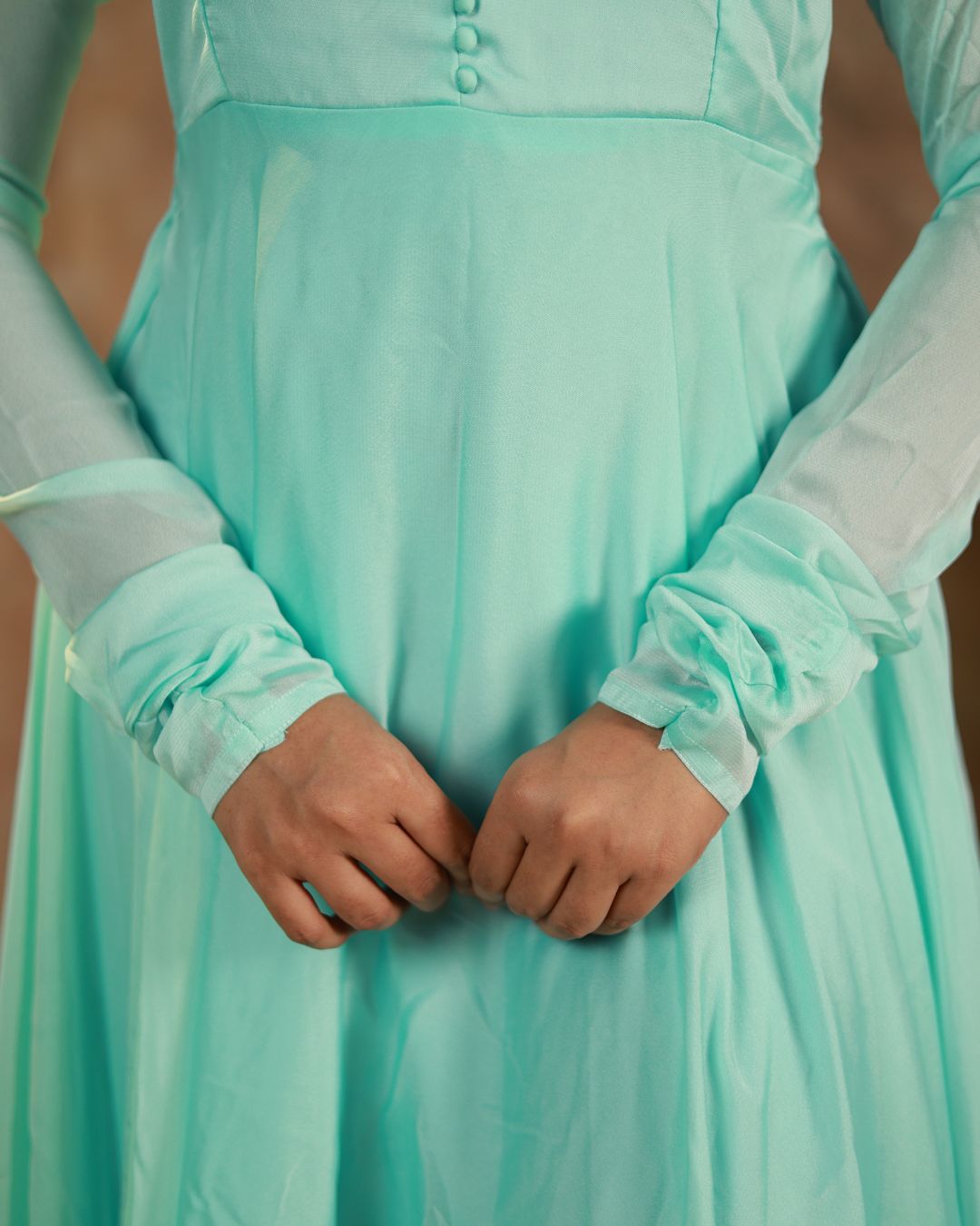 Nita-Powder blue floor length anarkali gown amd duppata | Petals Chennai