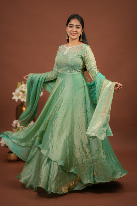 Sinora - Aqua green dual layered gown