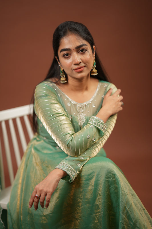 Sinora - Aqua green dual layered gown