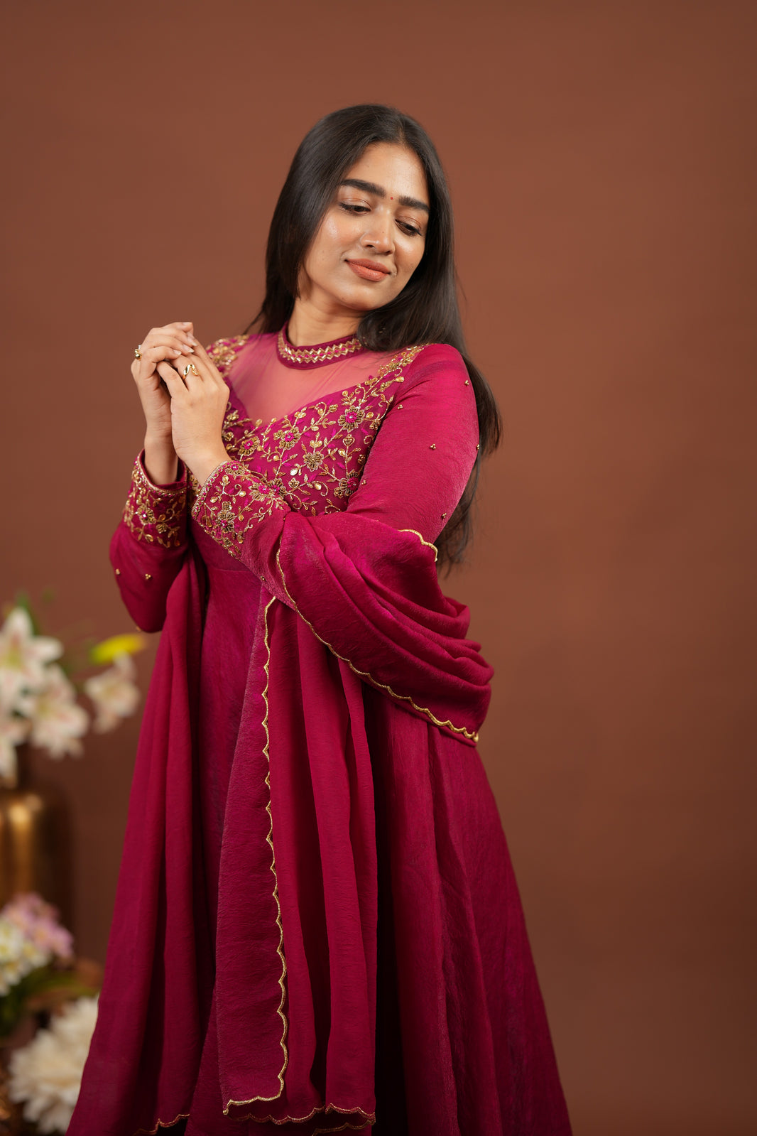 Heera Deep Pink Anarkali and duppata