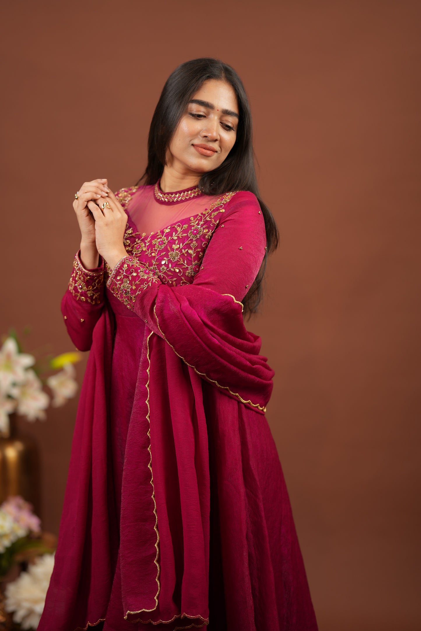Heera Deep Pink Anarkali and duppata