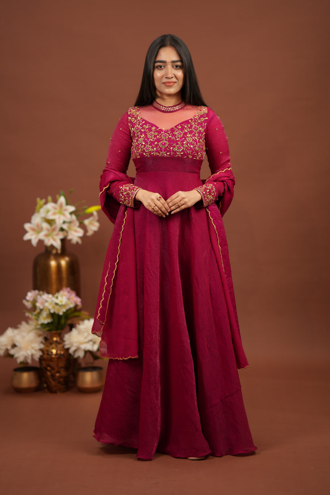 Heera Deep Pink Anarkali and duppata