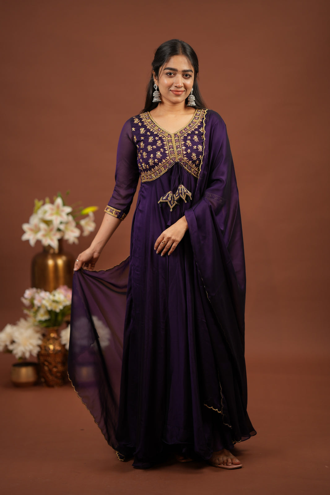 Amara- Royal violet anarkali and duppatta