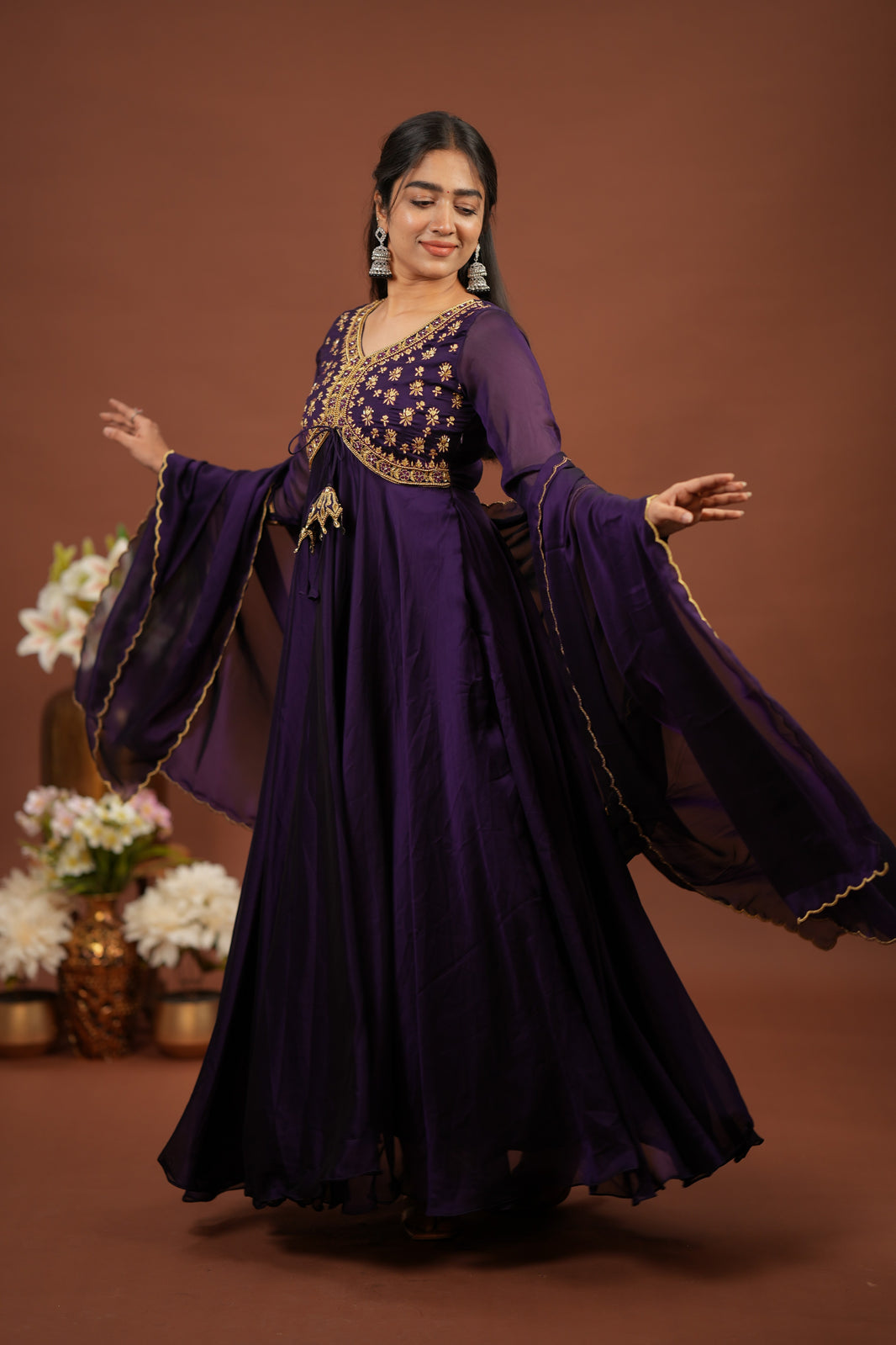 Amara- Royal violet anarkali and duppatta
