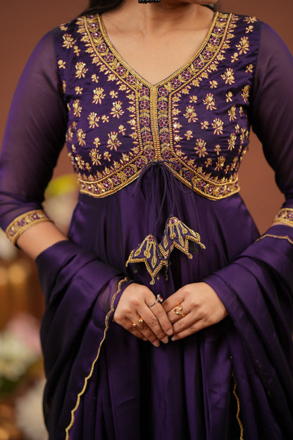 Amara- Royal violet anarkali and duppatta