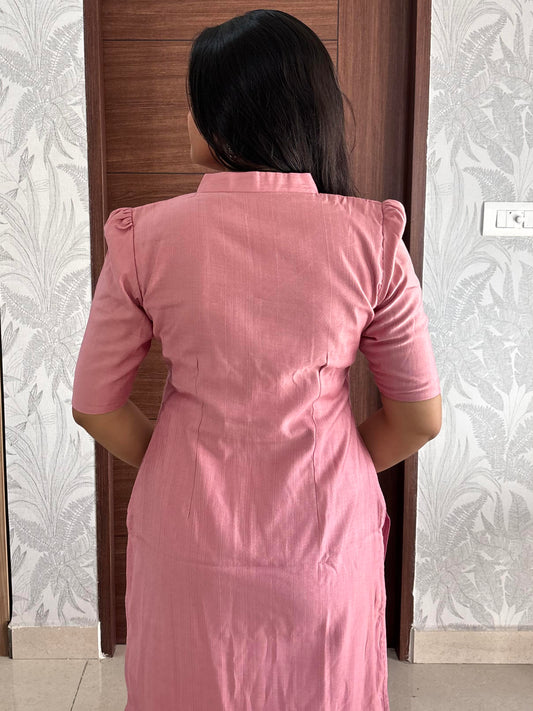 Priti Pink Chanderi kurta and printed duppata
